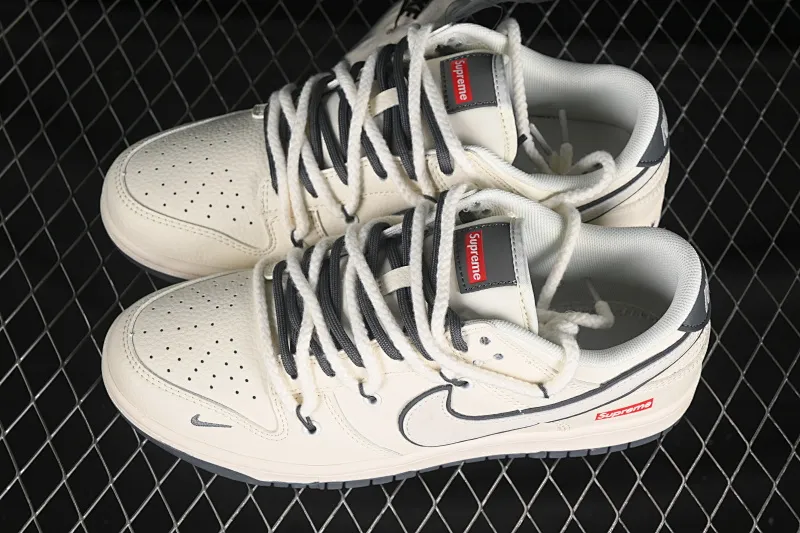 All categories Nk SB Dunk Series Nk SB Dunk Low High-end customized low-top sneakers Nike SB Dunk Low Sup series Strap off-white and white hook Anniversary high-end customized low-top casual sneakers YX5066-258